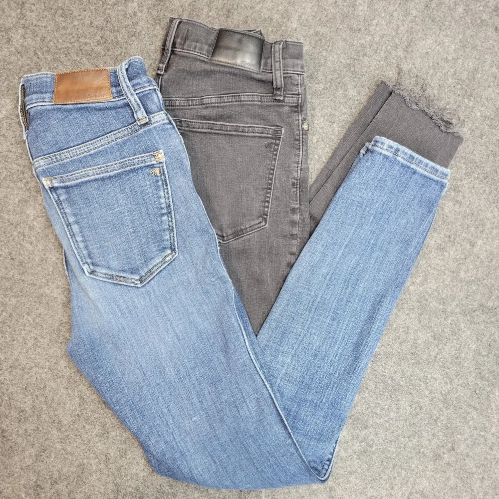 Madewell Jeans Womens 26 Gray High Rise Skinny Distressed Hem Minimalist LOT - Picture 1 of 15
